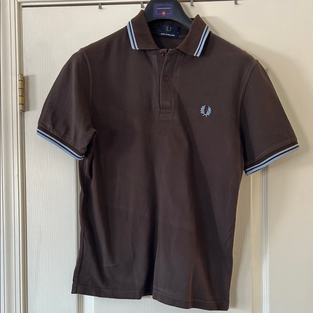 Fred Perry Chocolate Polo with Blue Accents